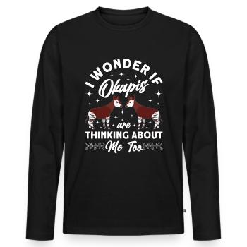 Lustiger Tierpfleger Okapi-liebhaber - Männer Premium Bio Langarmshirt - Schwarz - Vorne - Nico (187cm)