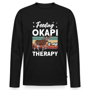 Lustiger Tierpfleger Okapi-liebhaber - Männer Premium Bio Langarmshirt - Schwarz - Vorne - Nico (187cm)
