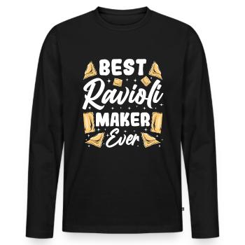 Lustige Italienisches Ravioli Pasta - Männer Premium Bio Langarmshirt - Schwarz - Vorne - Nico (187cm)