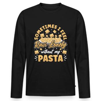 Lustige Italienisches Ravioli Pasta - Männer Premium Bio Langarmshirt - Schwarz - Vorne - Nico (187cm)