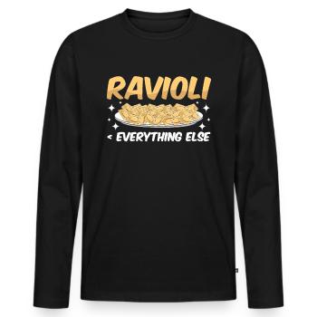 Lustige Italienisches Ravioli Pasta - Männer Premium Bio Langarmshirt - Schwarz - Vorne - Nico (187cm)