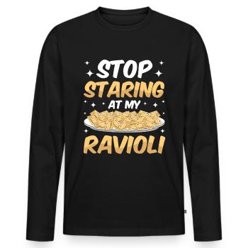 Lustige Italienisches Ravioli Pasta - Männer Premium Bio Langarmshirt - Schwarz - Vorne - Nico (187cm)