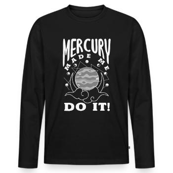 Rückläufige Planeten Merkur Rückläufig - Männer Premium Bio Langarmshirt - Schwarz - Vorne - Nico (187cm)