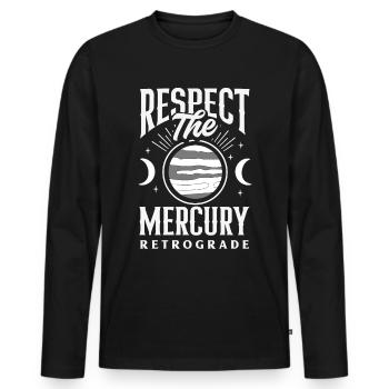 Rückläufige Planeten Merkur Rückläufig - Männer Premium Bio Langarmshirt - Schwarz - Vorne - Nico (187cm)