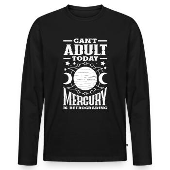 Rückläufige Planeten Merkur Rückläufig - Männer Premium Bio Langarmshirt - Schwarz - Vorne - Nico (187cm)