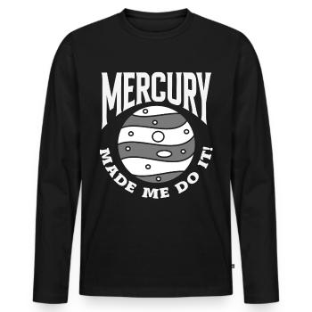 Rückläufige Planeten Merkur Rückläufig - Männer Premium Bio Langarmshirt - Schwarz - Vorne - Nico (187cm)