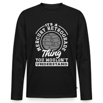 Rückläufige Planeten Merkur Rückläufig - Männer Premium Bio Langarmshirt - Schwarz - Vorne - Nico (187cm)