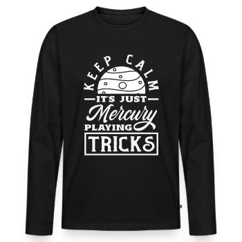 Rückläufige Planeten Merkur Rückläufig - Männer Premium Bio Langarmshirt - Schwarz - Vorne - Nico (187cm)