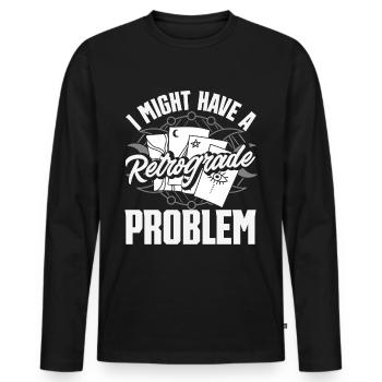 Rückläufige Planeten Merkur Rückläufig - Männer Premium Bio Langarmshirt - Schwarz - Vorne - Nico (187cm)