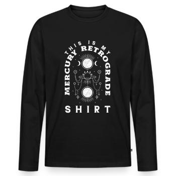 Rückläufige Planeten Merkur Rückläufig - Männer Premium Bio Langarmshirt - Schwarz - Vorne - Nico (187cm)