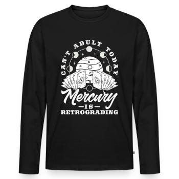 Planètes rétrogrades Mercure Rétrograde - T-shirt manches longues Premium bio Homme - noir - Devant - Nico (187cm)