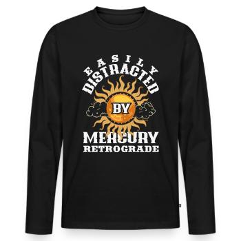 Rückläufige Planeten Merkur Rückläufig - Männer Premium Bio Langarmshirt - Schwarz - Vorne - Nico (187cm)