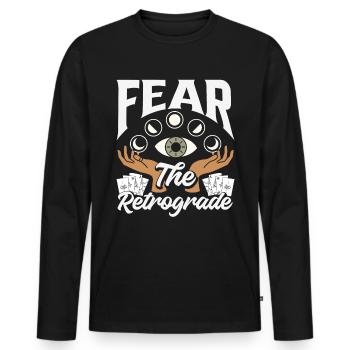 Rückläufige Planeten Merkur Rückläufig - Männer Premium Bio Langarmshirt - Schwarz - Vorne - Nico (187cm)