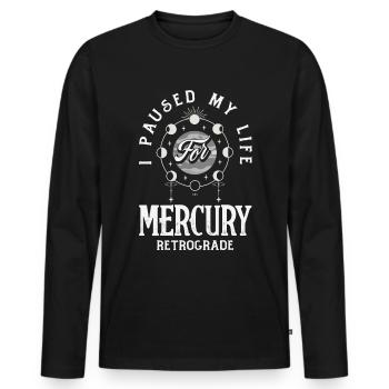 Planètes rétrogrades Mercure Rétrograde - T-shirt manches longues Premium bio Homme - noir - Devant - Nico (187cm)