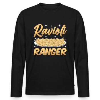 Lustige Italienisches Ravioli Pasta - Männer Premium Bio Langarmshirt - Schwarz - Vorne - Nico (187cm)