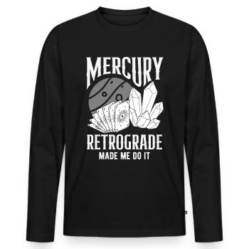 Planètes rétrogrades Mercure Rétrograde - T-shirt manches longues Premium bio Homme - noir - Devant - Nico (187cm)