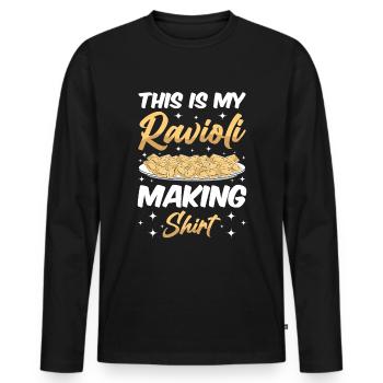 Lustige Italienisches Ravioli Pasta - Männer Premium Bio Langarmshirt - Schwarz - Vorne - Nico (187cm)