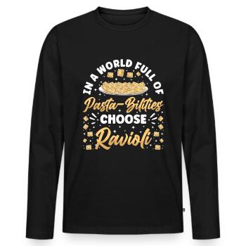 Lustige Italienisches Ravioli Pasta - Männer Premium Bio Langarmshirt - Schwarz - Vorne - Nico (187cm)