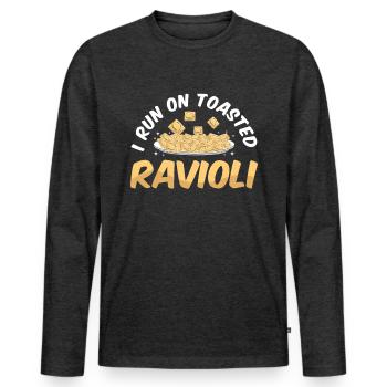 Lustige Italienisches Ravioli Pasta - Männer Premium Bio Langarmshirt - Anthrazit meliert - Vorne - Nico (187cm)