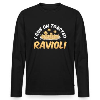 Lustige Italienisches Ravioli Pasta - Männer Premium Bio Langarmshirt - Schwarz - Vorne - Nico (187cm)