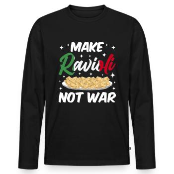 Lustige Italienisches Ravioli Pasta - Männer Premium Bio Langarmshirt - Schwarz - Vorne - Nico (187cm)