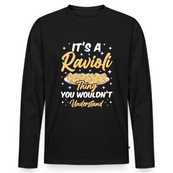 Lustige Italienisches Ravioli Pasta - Männer Premium Bio Langarmshirt - Schwarz - Vorne - Nico (187cm)