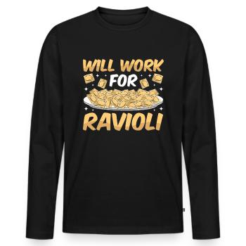 Lustige Italienisches Ravioli Pasta - Männer Premium Bio Langarmshirt - Schwarz - Vorne - Nico (187cm)