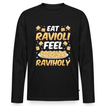 Lustige Italienisches Ravioli Pasta - Männer Premium Bio Langarmshirt - Schwarz - Vorne - Nico (187cm)