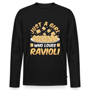 Lustige Italienisches Ravioli Pasta - Männer Premium Bio Langarmshirt - Schwarz - Vorne - Nico (187cm)