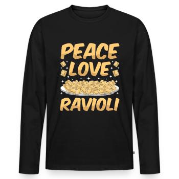 Lustige Italienisches Ravioli Pasta - Männer Premium Bio Langarmshirt - Schwarz - Vorne - Nico (187cm)