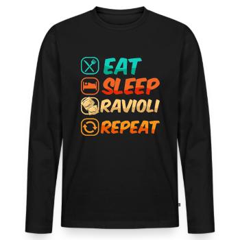 Lustige Italienisches Ravioli Pasta - Männer Premium Bio Langarmshirt - Schwarz - Vorne - Nico (187cm)