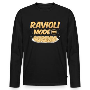 Lustige Italienisches Ravioli Pasta - Männer Premium Bio Langarmshirt - Schwarz - Vorne - Nico (187cm)