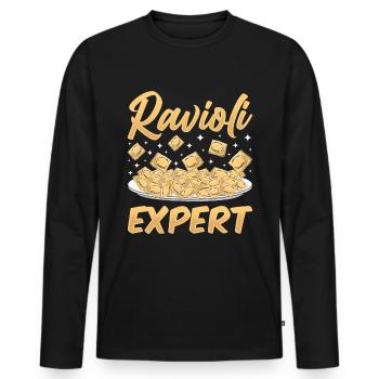 Lustige Italienisches Ravioli Pasta - Männer Premium Bio Langarmshirt - Schwarz - Vorne - Nico (187cm)