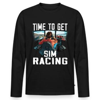 „zeit Für Sim Racing“ Sim Racer - Männer Premium Bio Langarmshirt - Schwarz - Vorne - Nico (187cm)