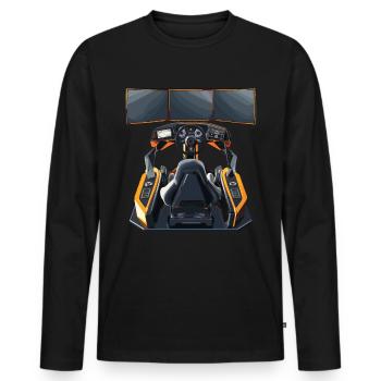 „zeit Für Sim Racing“ Sim Racer - Männer Premium Bio Langarmshirt - Schwarz - Vorne - Nico (187cm)