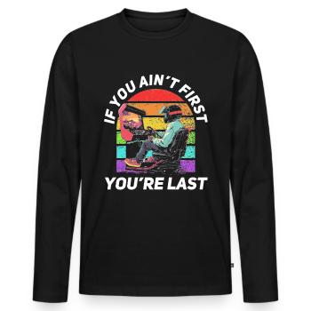 Simulator Cockpit Esports Sim Racing - Männer Premium Bio Langarmshirt - Schwarz - Vorne - Nico (187cm)