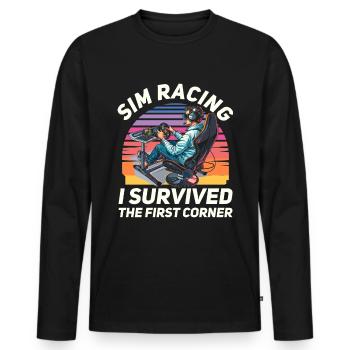 Simulator Cockpit Esports Sim Racing - Männer Premium Bio Langarmshirt - Schwarz - Vorne - Nico (187cm)