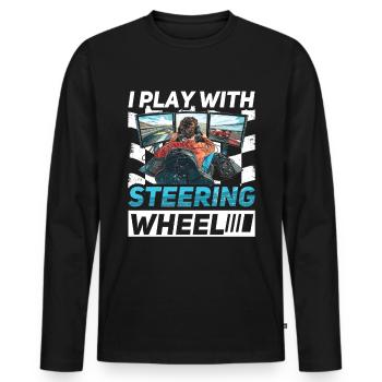 Simulator Cockpit Esports Sim Racing - Männer Premium Bio Langarmshirt - Schwarz - Vorne - Nico (187cm)