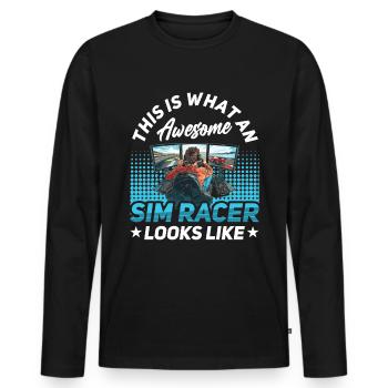 Simulator Cockpit Esports Sim Racing - Männer Premium Bio Langarmshirt - Schwarz - Vorne - Nico (187cm)