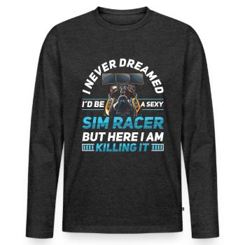 Simulator Cockpit Esports Sim Racing - Männer Premium Bio Langarmshirt - Anthrazit meliert - Vorne - Nico (187cm)