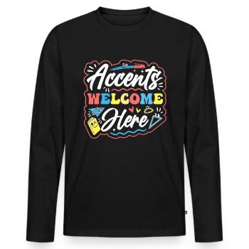 Englischlehrer Englischlerner ELL-Lehrer - Männer Premium Bio Langarmshirt - Schwarz - Vorne - Nico (187cm)