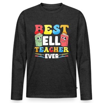 Englischlehrer Englischlerner ELL-Lehrer - Männer Premium Bio Langarmshirt - Anthrazit meliert - Vorne - Nico (187cm)