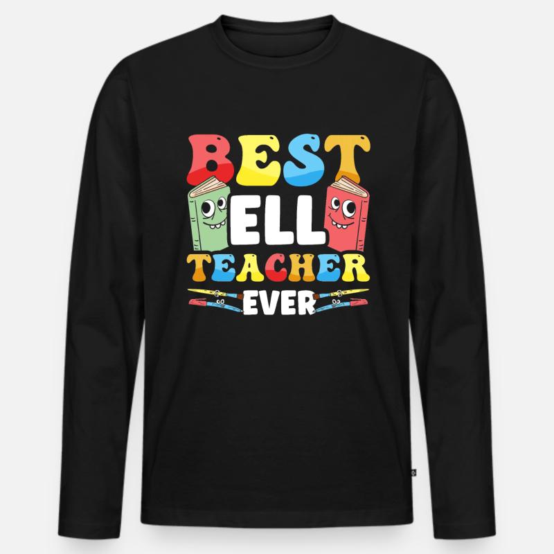 Englischlehrer Englischlerner ELL-Lehrer - Männer Premium Bio Langarmshirt - Schwarz