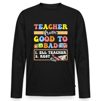 Professeur d’anglais Apprenant d’anglais Professeur d’anglais ELL - T-shirt manches longues Premium bio Homme - noir - Devant - Nico (187cm)