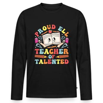 Professeur d’anglais Apprenant d’anglais Professeur d’anglais ELL - T-shirt manches longues Premium bio Homme - noir - Devant - Nico (187cm)