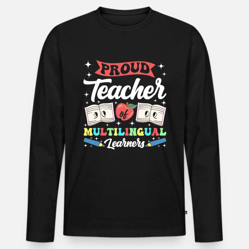 Englischlehrer Englischlerner ELL-Lehrer - Männer Premium Bio Langarmshirt - Schwarz