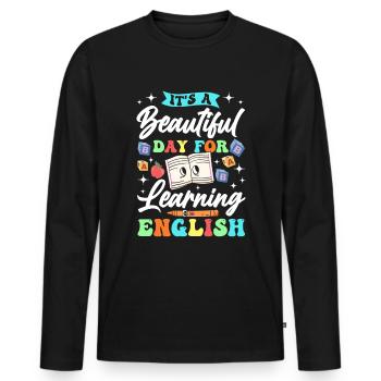Englischlehrer Englischlerner ELL-Lehrer - Männer Premium Bio Langarmshirt - Schwarz - Vorne - Nico (187cm)