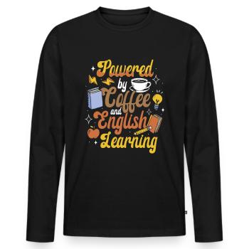 Professeur d’anglais Apprenant d’anglais Professeur d’anglais ELL - T-shirt manches longues Premium bio Homme - noir - Devant - Nico (187cm)
