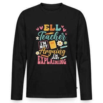 Englischlehrer Englischlerner ELL-Lehrer - Männer Premium Bio Langarmshirt - Schwarz - Vorne - Nico (187cm)