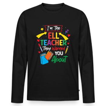 Professeur d’anglais Apprenant d’anglais Professeur d’anglais ELL - T-shirt manches longues Premium bio Homme - noir - Devant - Nico (187cm)